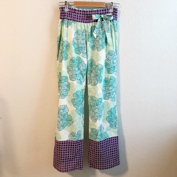 Lilka Anthropologie Floral Wide Leg Cotton Pull On Pants Size XS Boho Beach - Picture 1 of 8